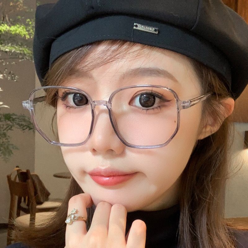 Anti-blue light, anti-radiation, myopia glasses for women, large frame, face display, small black frame, adjustable flat light eye protection frame for men