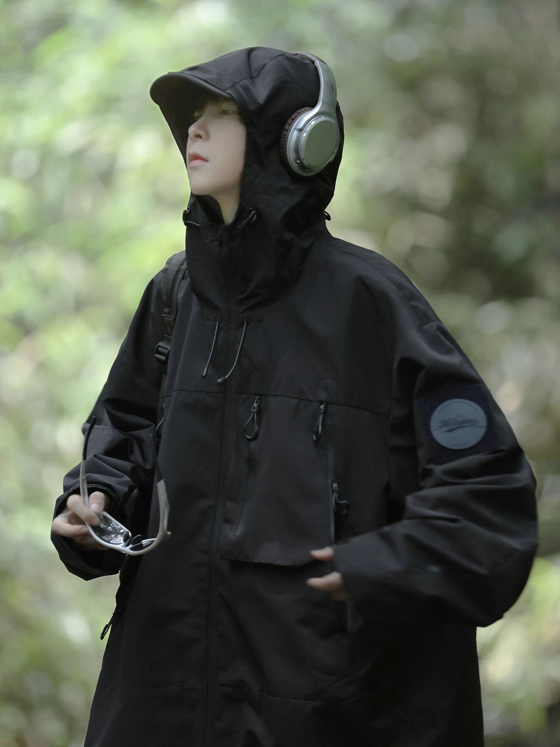 2023新款男女日系防水戶外露營登山春秋純色夾克情侶外套衝鋒衣男