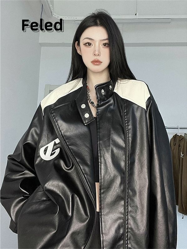 Feila Denton jacket men and women vintage American motorcycle baseball uniform spring and autumn design stand collar jacket