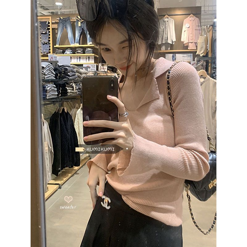 XJ家長袖針織衫女秋冬季新款毛衣顯瘦春秋季打底衫上衣洋氣初秋天