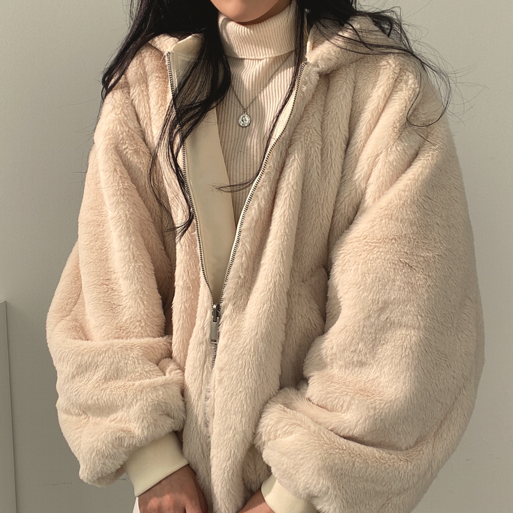 韩国chic休闲气质宽松加绒加厚两面穿羊羔毛棉服女外套秋冬季棉衣