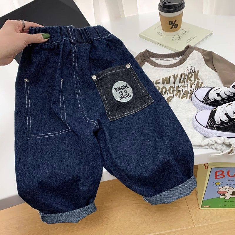 Boys' jeans  new trendy children's spring and autumn long pants, stylish Korean style casual pants for middle-aged and small children