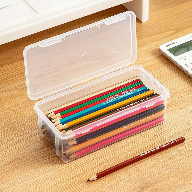 铅笔收纳盒大容量透明文具收纳盒笔筒装彩铅儿童蜡笔绘画素描笔袋