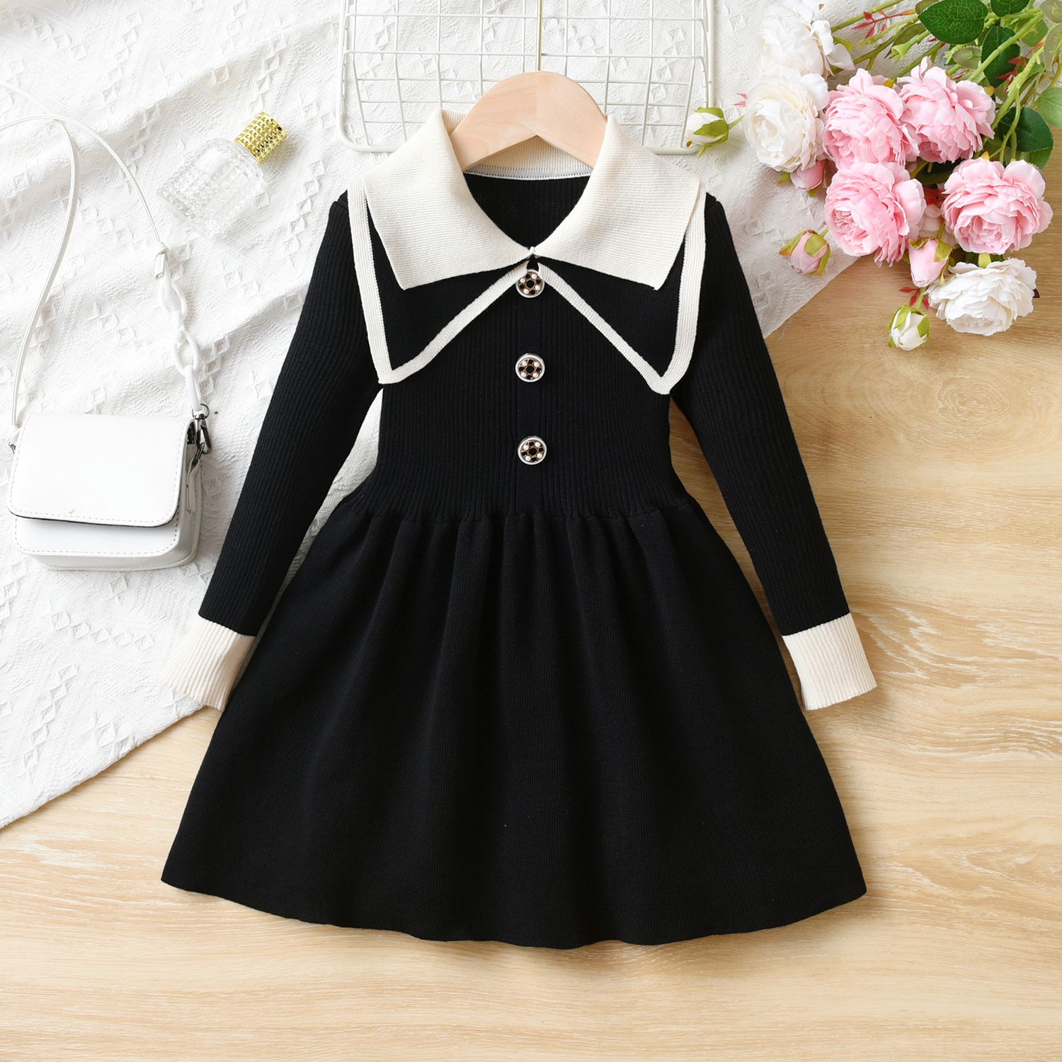 Girls' Knitted Dress Autumn and Winter 2022 New Fashionable Baby Girl Winter Children's Clothing Autumn Princess Skirt