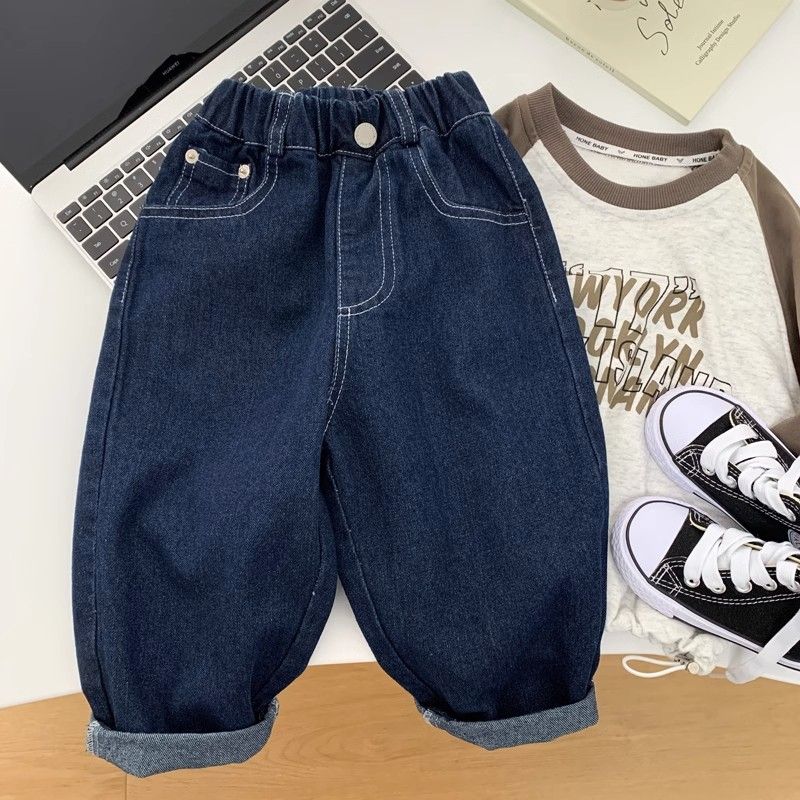 Boys' jeans  new trendy children's spring and autumn long pants, stylish Korean style casual pants for middle-aged and small children