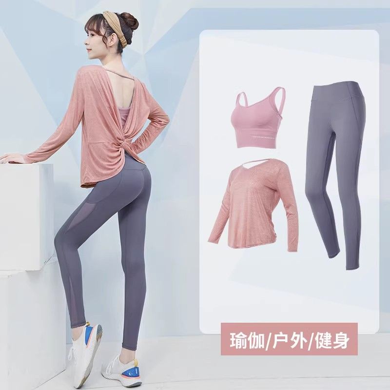 Fitness wear women's short-sleeved 2023 new summer professional running sportswear Internet celebrity training quick-drying yoga wear set