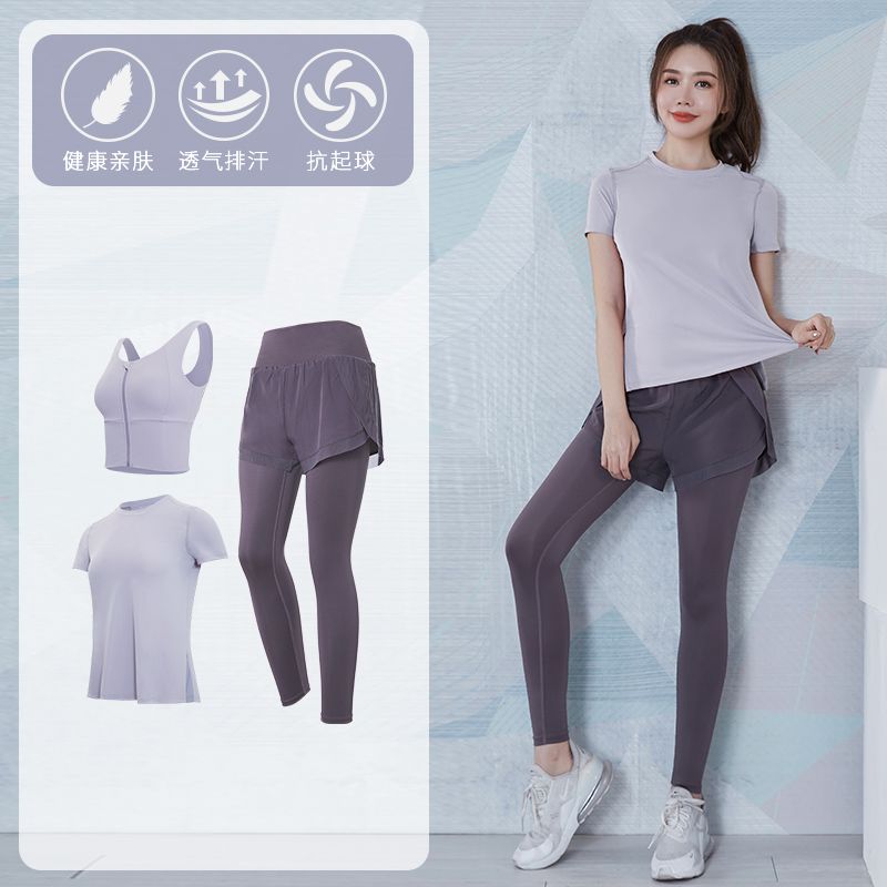 Fitness wear women's short-sleeved 2023 new style beautiful back professional running sportswear Internet celebrity quick-drying round neck yoga wear suit
