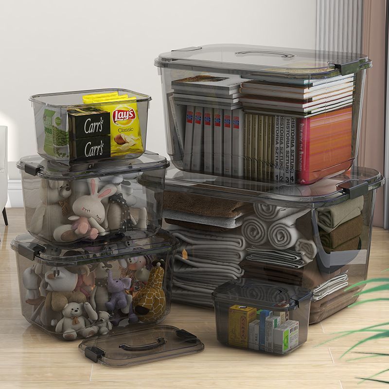 家用透明收纳箱车载后备杂物整理筐带盖装衣服储物箱子玩具储物箱