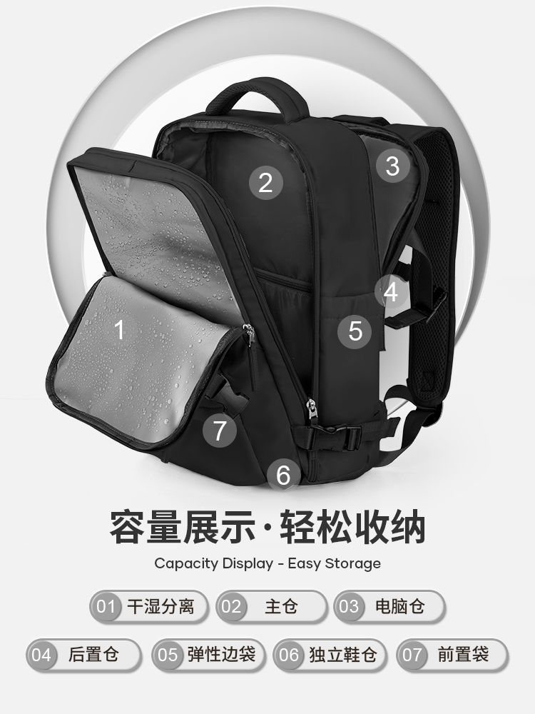 旅行包女可扩充超大容量书包女新款旅游双肩行李出差轻便背包