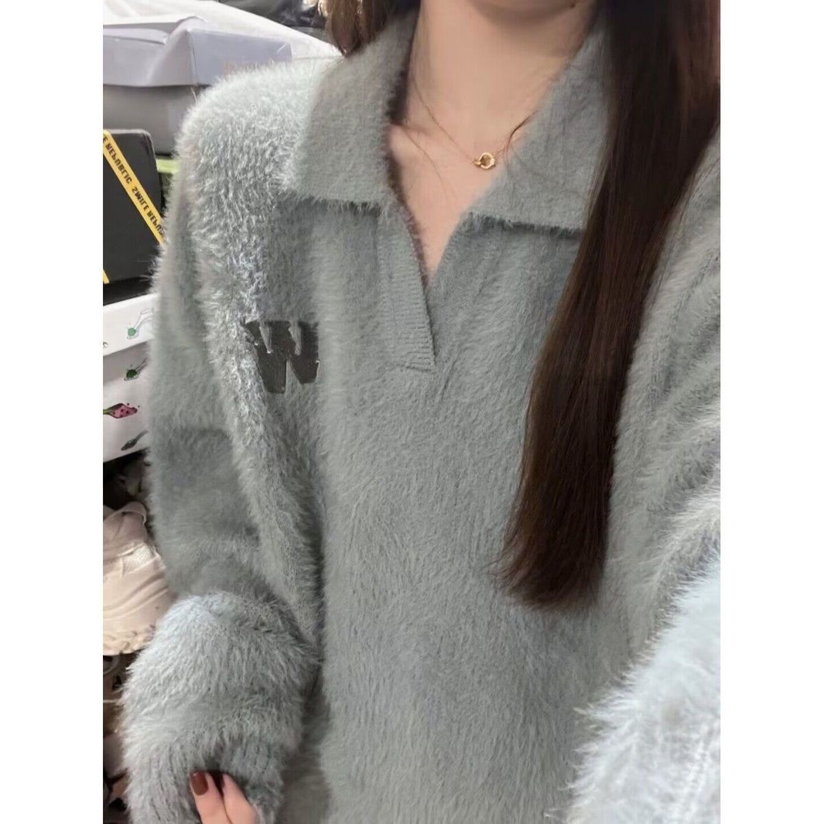 日系復古polo領毛衣外套女秋冬小眾設計慵懶高級感軟糯針織打底衫