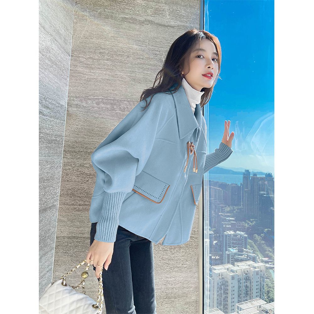中國風溫柔盤扣上衣女裝2022秋冬新款新中式高級感小眾毛呢外套女