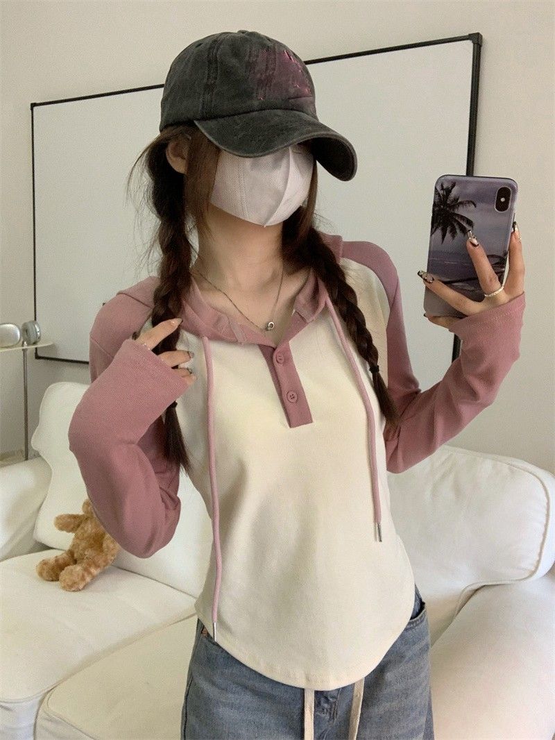 長袖T恤秋季2023新款ins潮設計感大碼女裝胖妹妹純欲風不規則上衣