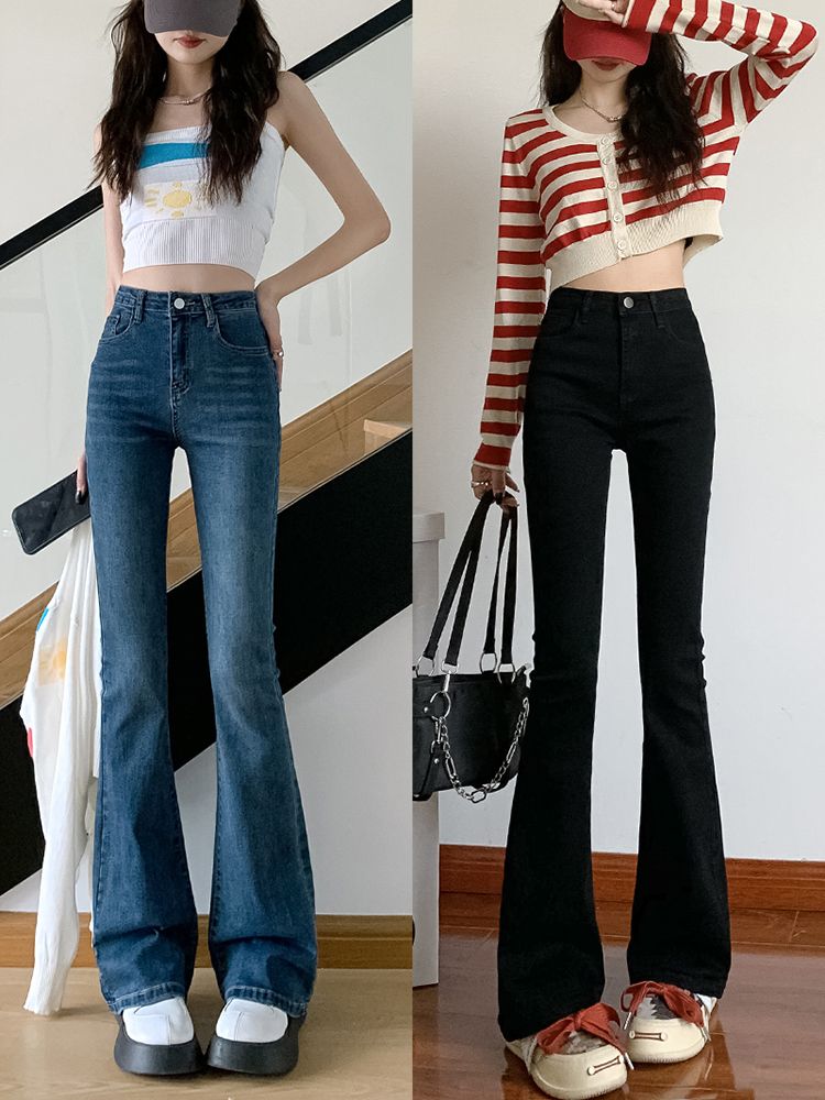 YSYOURS復古微喇牛仔褲女春秋彈力高腰顯瘦修身大碼馬蹄褲子ins潮