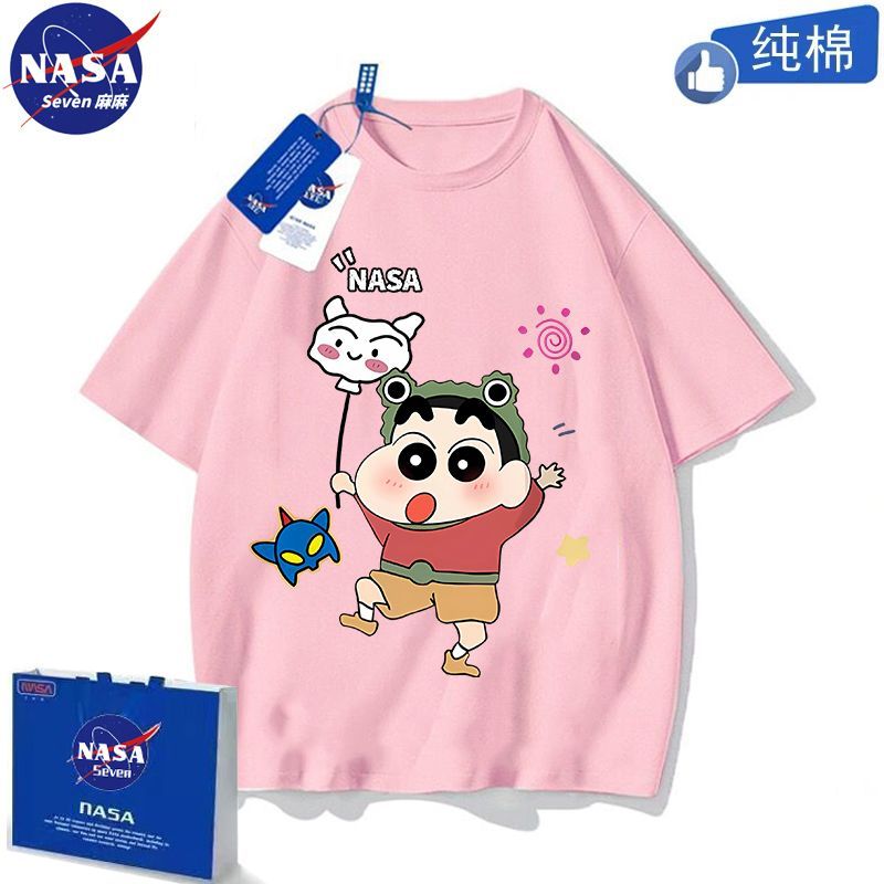 NASA Crayon Shin-chan t-shirt boys handsome summer cartoon pure cotton short-sleeved sweet cool dopamine medium and large children's top