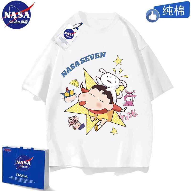 NASA Crayon Shin-chan t-shirt boys handsome summer cartoon pure cotton short-sleeved sweet cool dopamine medium and large children's top