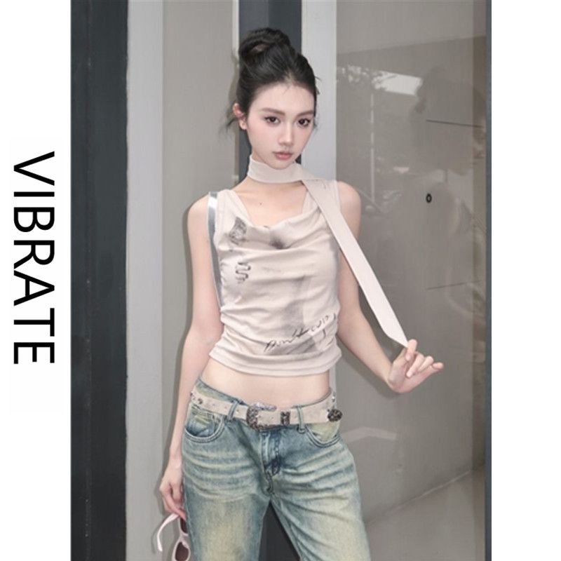 VIBRATE美式無袖小背心女夏季內搭設計感小眾外穿修身辣妹上衣潮