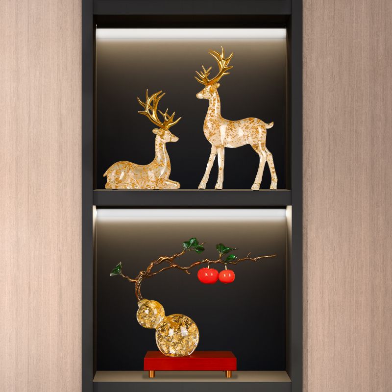 Golden elk living room porch TV wine cabinet soft decoration decoration home modern light luxury high-end small office