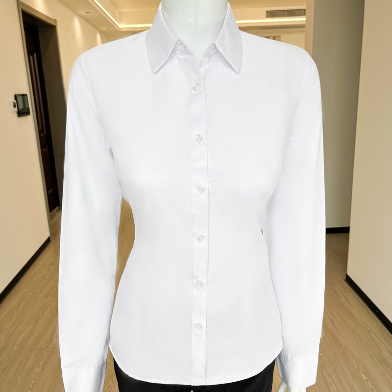 方领白衬衫女职业长袖商务职业装正装面试工作服外套上衣短袖衬衣