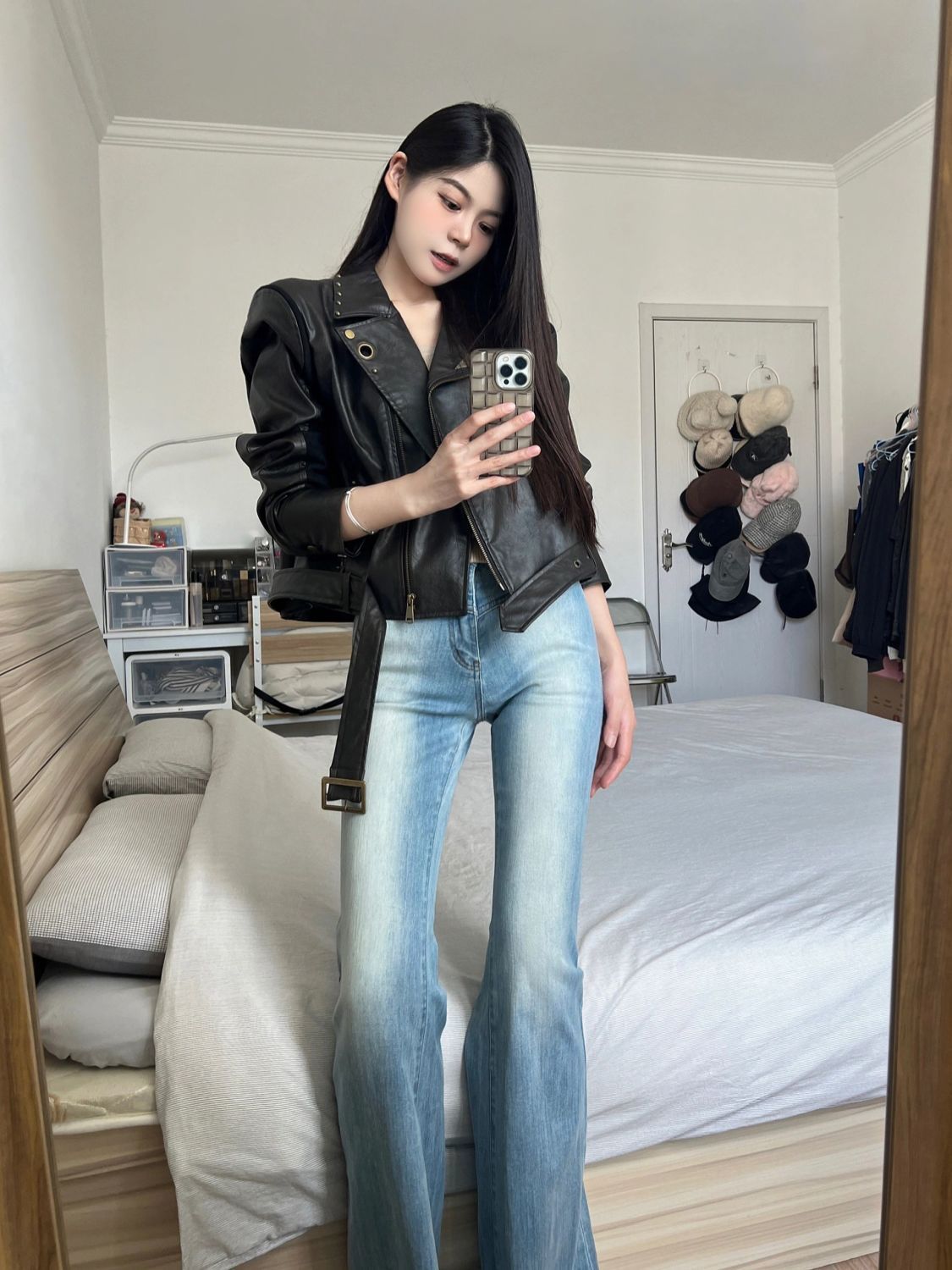 淺色低腰微喇牛仔褲女潮ins秋季新款彈力修身顯瘦拖地喇叭闊腿褲