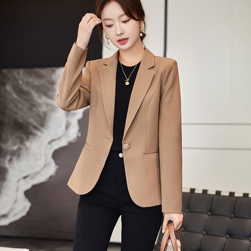 Apricot blazer women's fashionable and versatile 2023 new casual commuting small suit Korean version slim professional suit