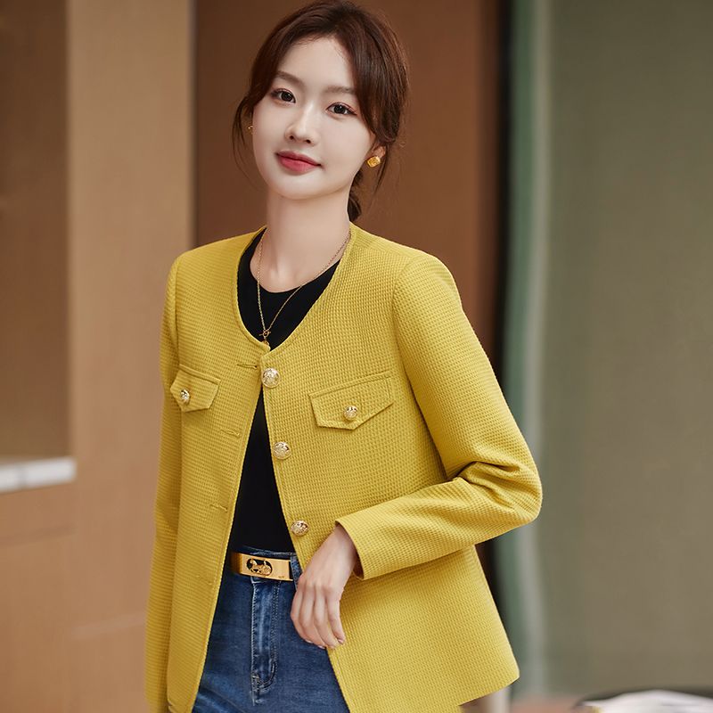Black small fragrant style suit jacket for women 2023 new versatile high-end fashion casual slim suit top autumn