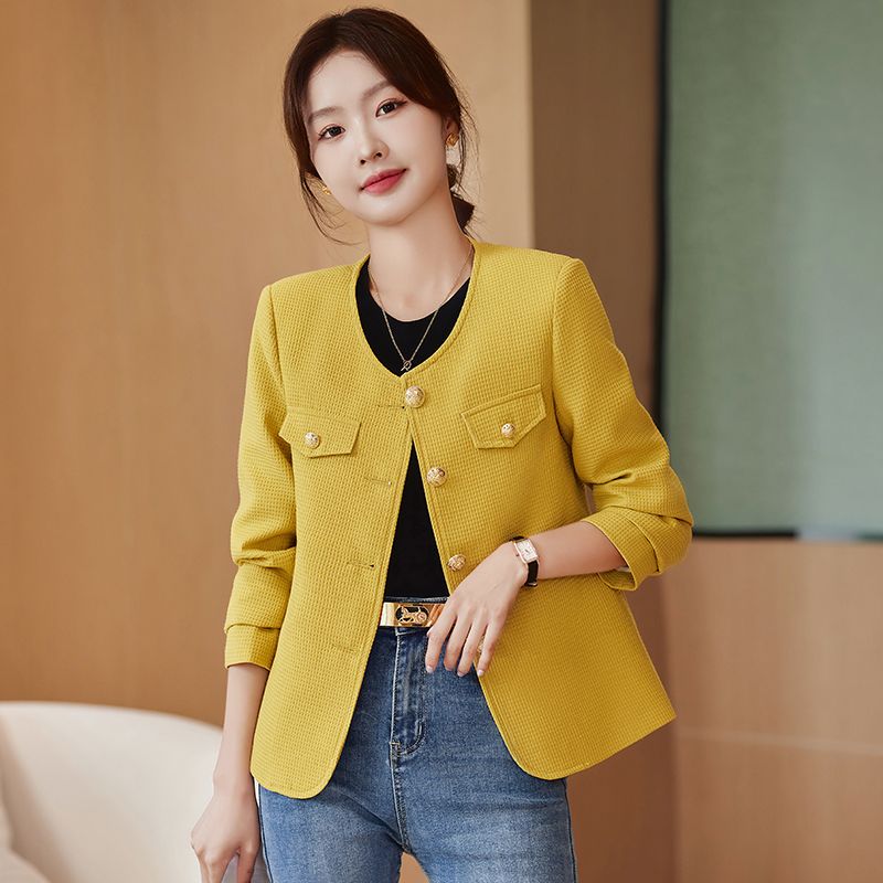 Black small fragrant style suit jacket for women 2023 new versatile high-end fashion casual slim suit top autumn