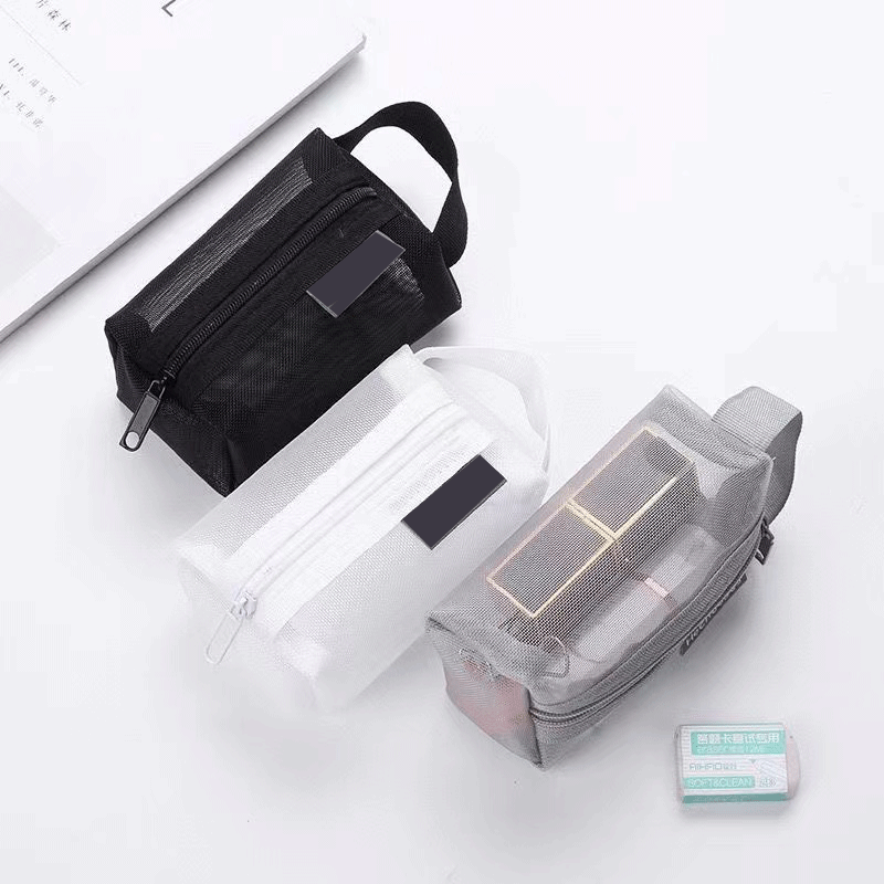 Multifunctional mesh storage bag, large-capacity transparent portable card bag, coin purse, key bag, mini small stationery and pen bag