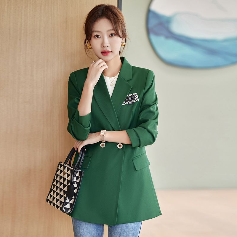 Apricot suit jacket for women 2023 new autumn versatile hot style high-end small professional suit top for women