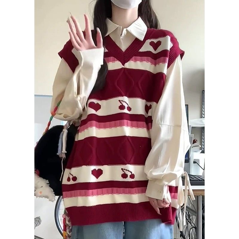 Japanese retro milk sweater sweater vest for women in autumn and winter new sweet college style sleeveless vest for women