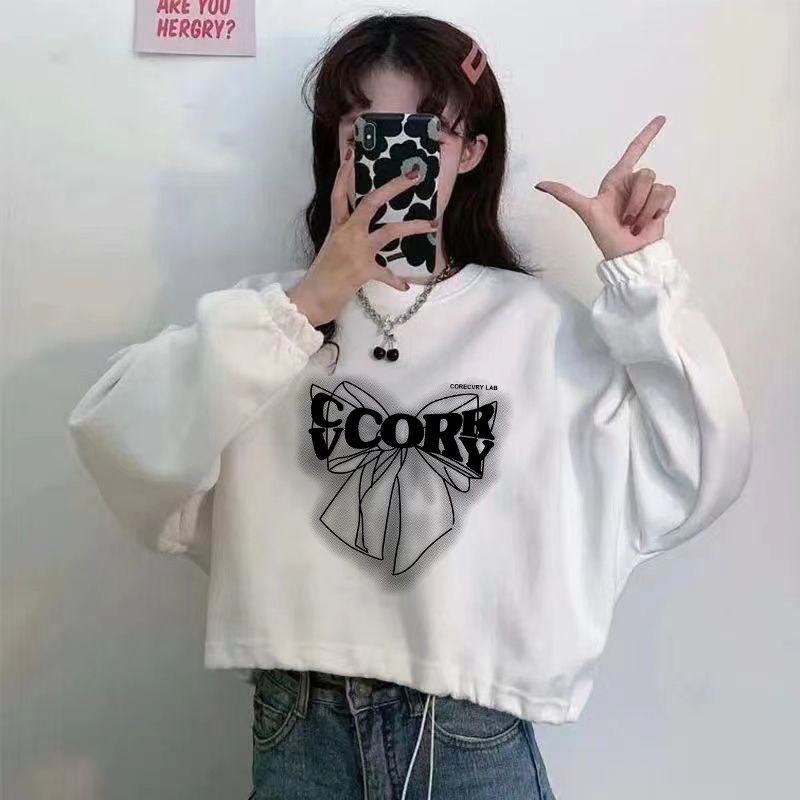 衛衣女短款ins風秋冬加絨韓版圓領薄款寬鬆學生新款百搭長袖上衣