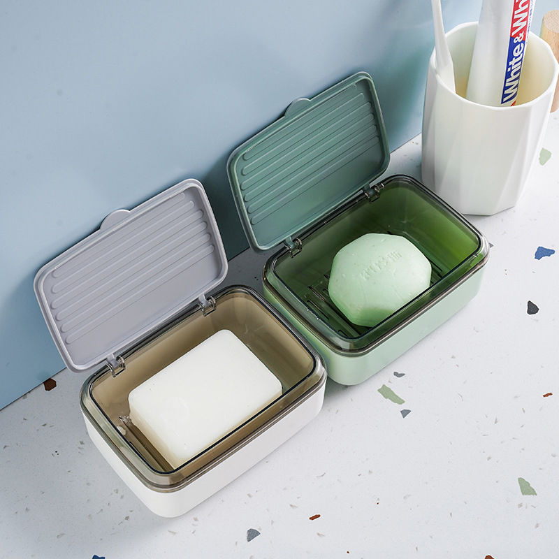 带盖沥水双层香皂盒卫生间大号皂托架家用创意密封便携旅行肥皂盒