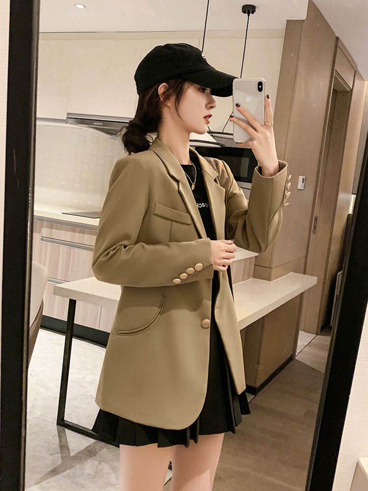 Brown high-end suit jacket for women in spring and autumn, new design, niche, western style, versatile and age-reducing suit tops