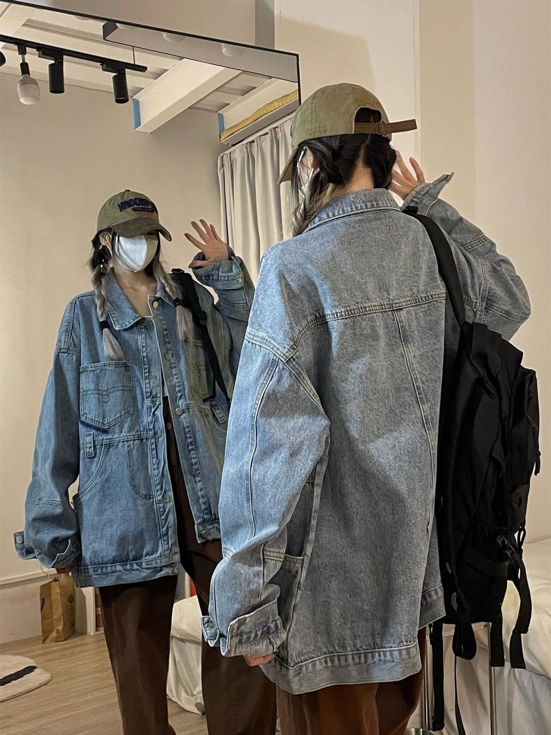 酷拽少女 國潮美式復古女士短外套藍色牛仔外套上衣2022新款ins潮