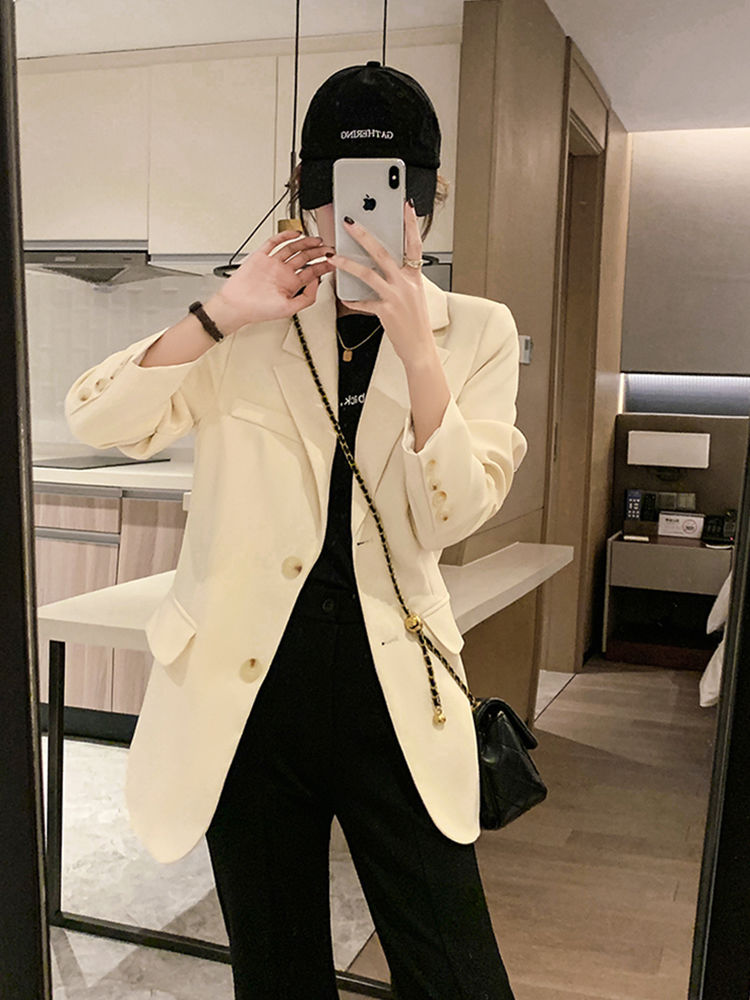 Brown shoulder pad blazer for women spring and autumn new Korean style niche design casual fashion trendy small suit