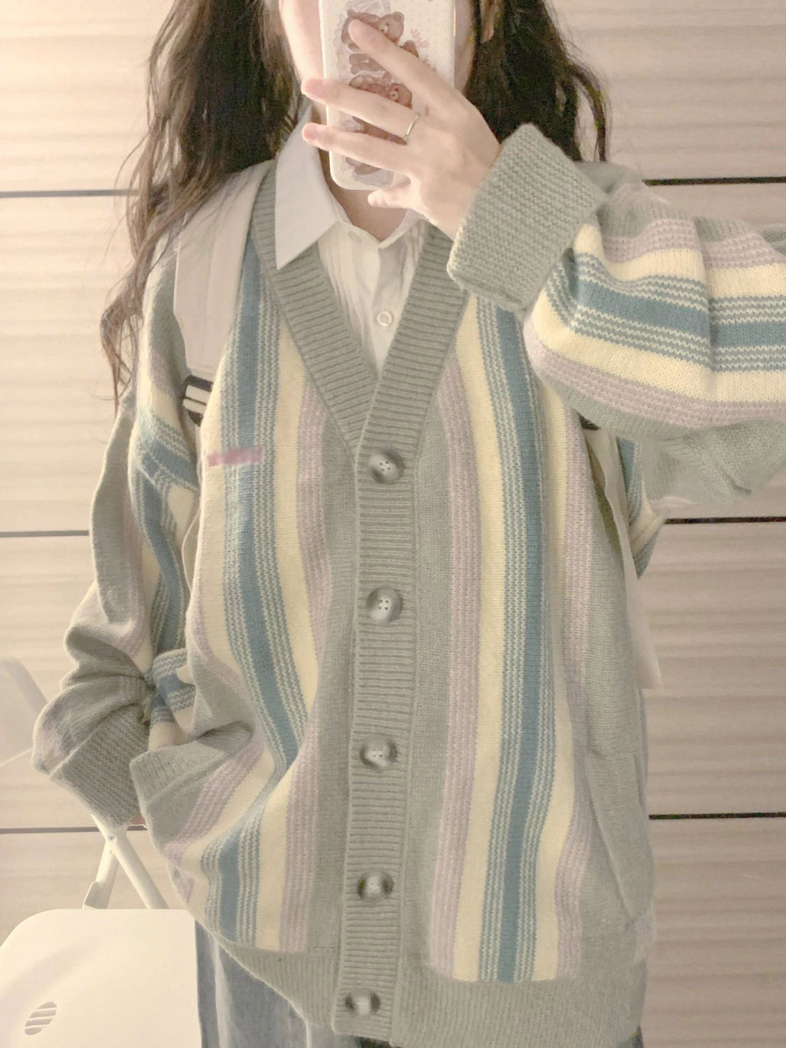 2023秋冬季新款氣質灰色針織開衫女慵懶風潮毛衣外套氛圍感上衣