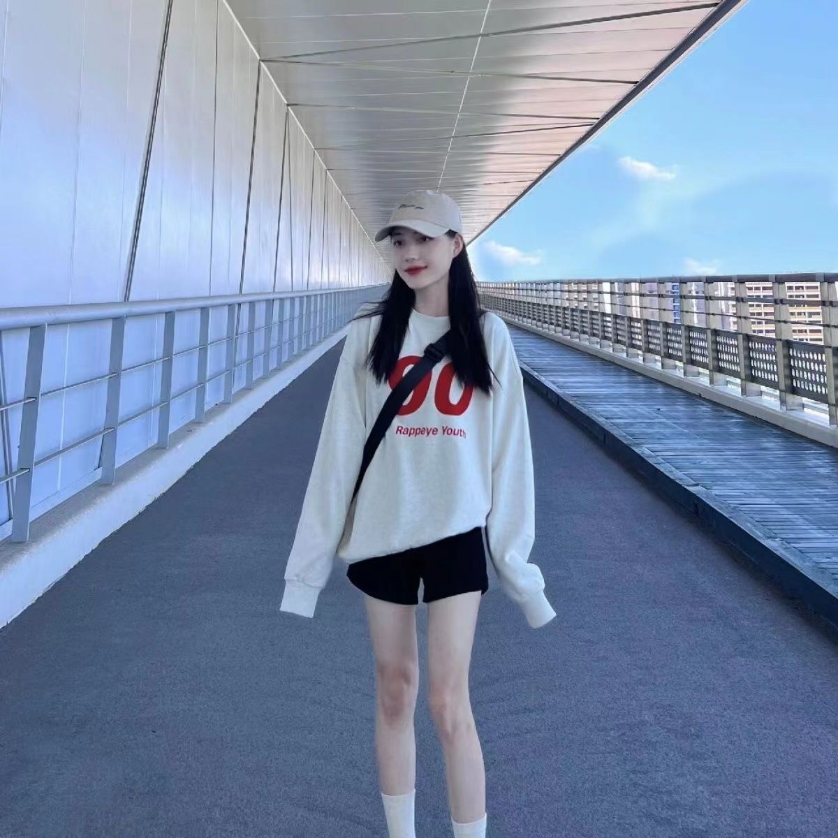 美式復古圓領衛衣女春秋冬新款時尚oversize慵懶風寬鬆顯瘦上衣女