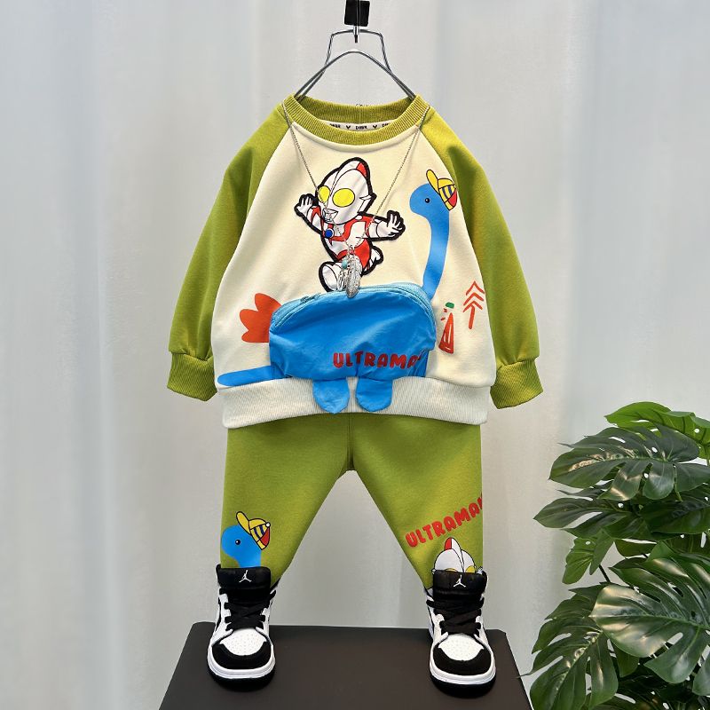 男童奧特曼春秋款套裝2023新款兒童裝休閒運動衣服寶寶潮酷兩件套