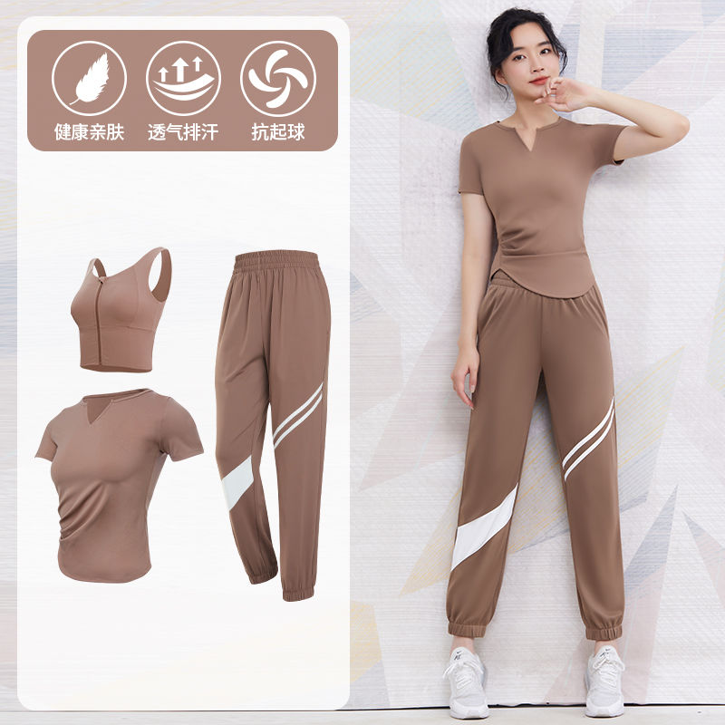 瑜伽套裝女夏季透氣晨跑訓練戶外休閒運動服好看氣質高級感健身服
