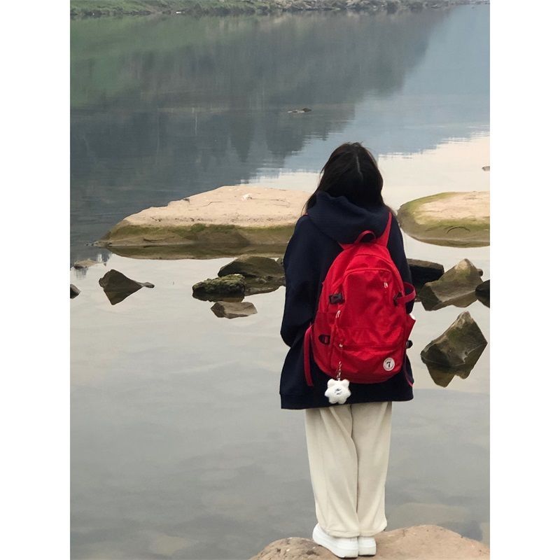 韓國ins書包女高中大學生大容量休閒旅行運動背包學院風雙肩包潮