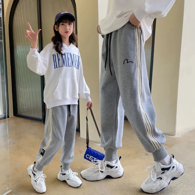女童褲子秋冬加絨2023新款中大童休閒兒童衛褲女孩運動褲長褲12歲