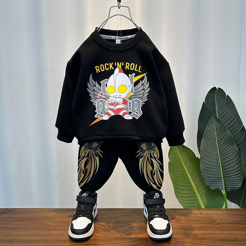 奧特曼衣服男童春秋套裝洋氣兒童衛衣兩件套時髦男寶網紅休閒秋裝