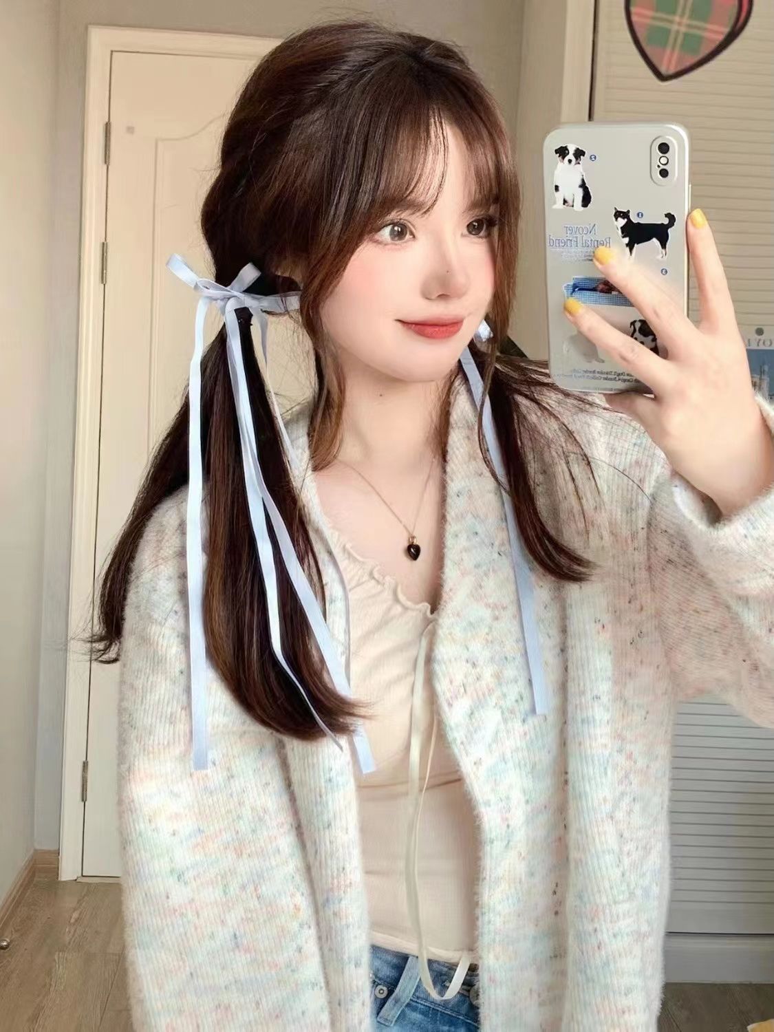 甜美溫柔風奶fufu超軟糯春季麂彩球針織開衫寬鬆慵懶風毛毛上衣女