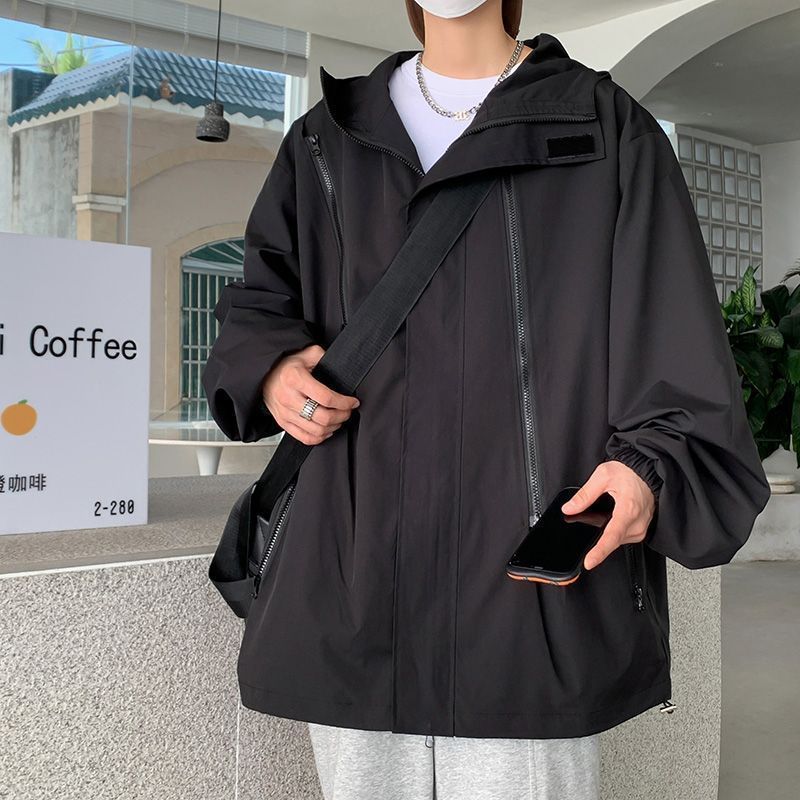 美式黑武士衝鋒衣男士外套春秋款痞帥高級感夾克高街潮牌oversize
