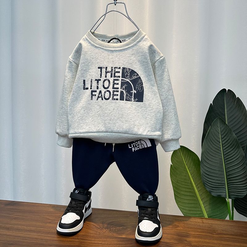 男童秋裝套裝2023新款洋氣寶寶衣服春秋衛衣男孩兒童秋季帥氣時髦