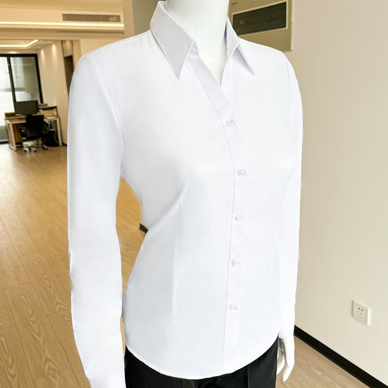 白色衬衫女长袖春秋新款商务职业装正装衬衫外套上衣工作服短袖