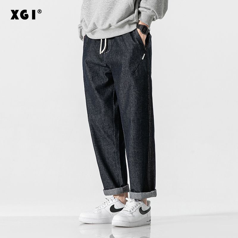XGI jeans men's  autumn loose straight pants casual nine-point pants men's trendy spring and autumn trousers
