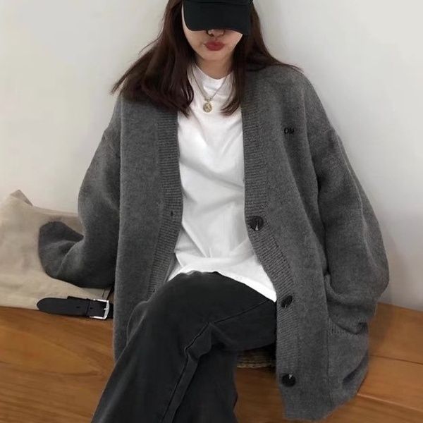 復古慵懶風毛衣外套女秋冬季新款外穿寬鬆中長款秋冬針織開衫女