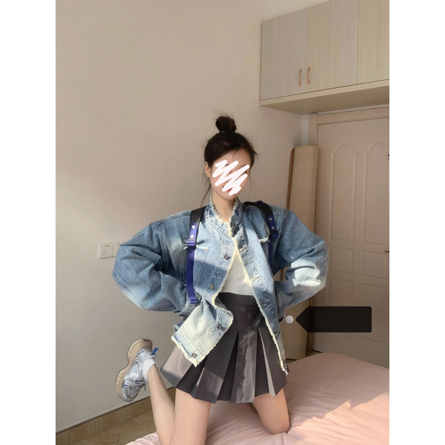 大碼胖MM復古水洗牛仔外套女2023秋季新款韓版寬鬆休閒夾克上衣潮