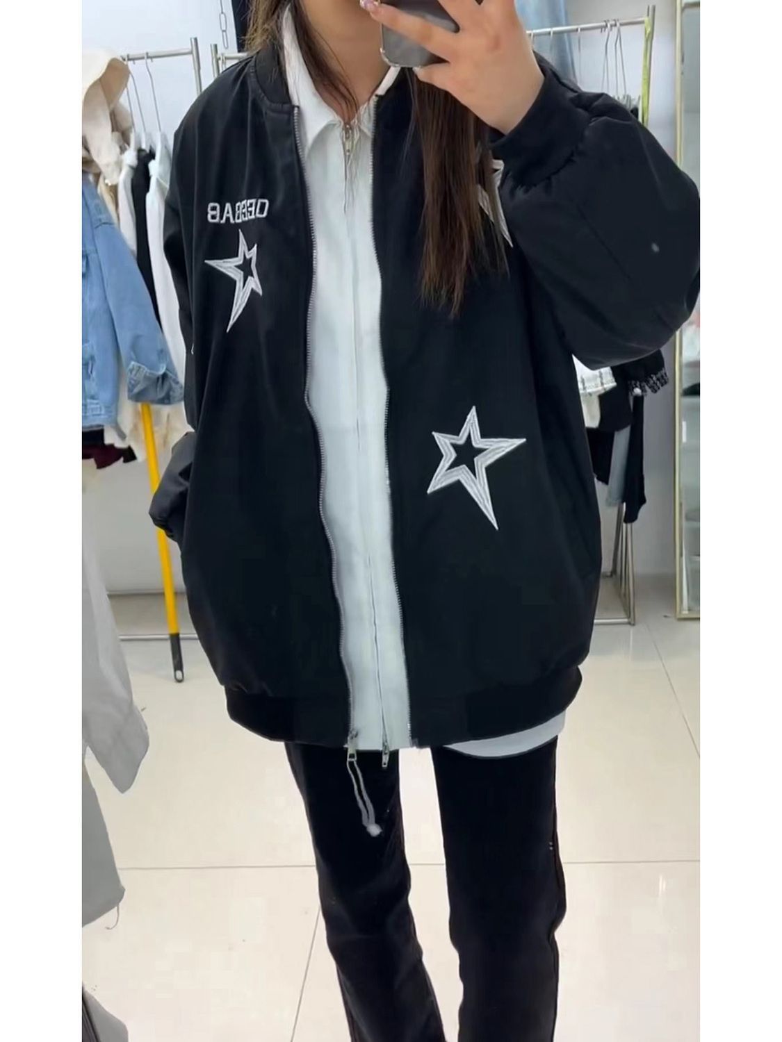 Star American retro baseball jacket women's spring and autumn letter trend loose street all-match bomber jacket