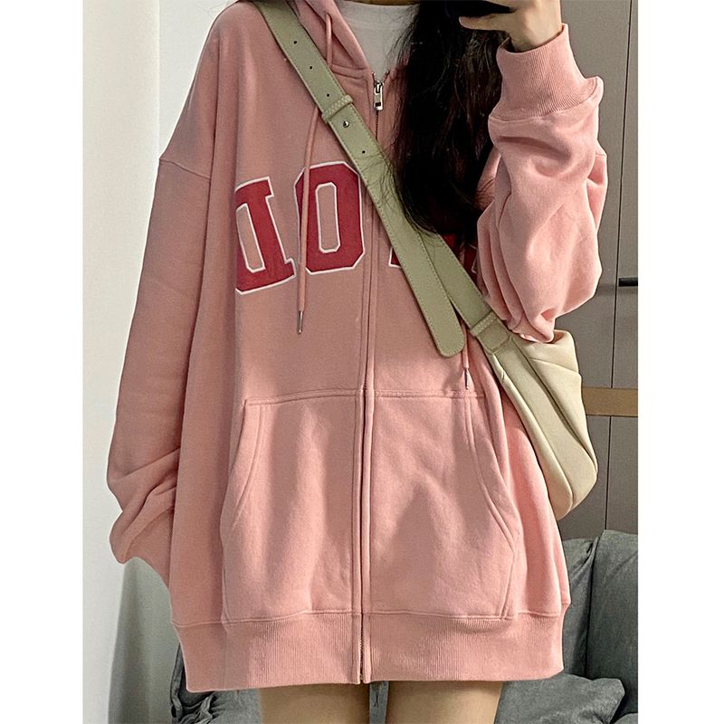 OUDIFU100%純棉衛衣女潮ins秋季2023新款國潮寬鬆學生情侶外套潮